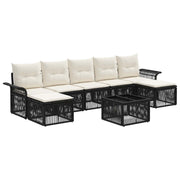 vidaXL Tuinbankenset 8 pcs Zwart poly rattan