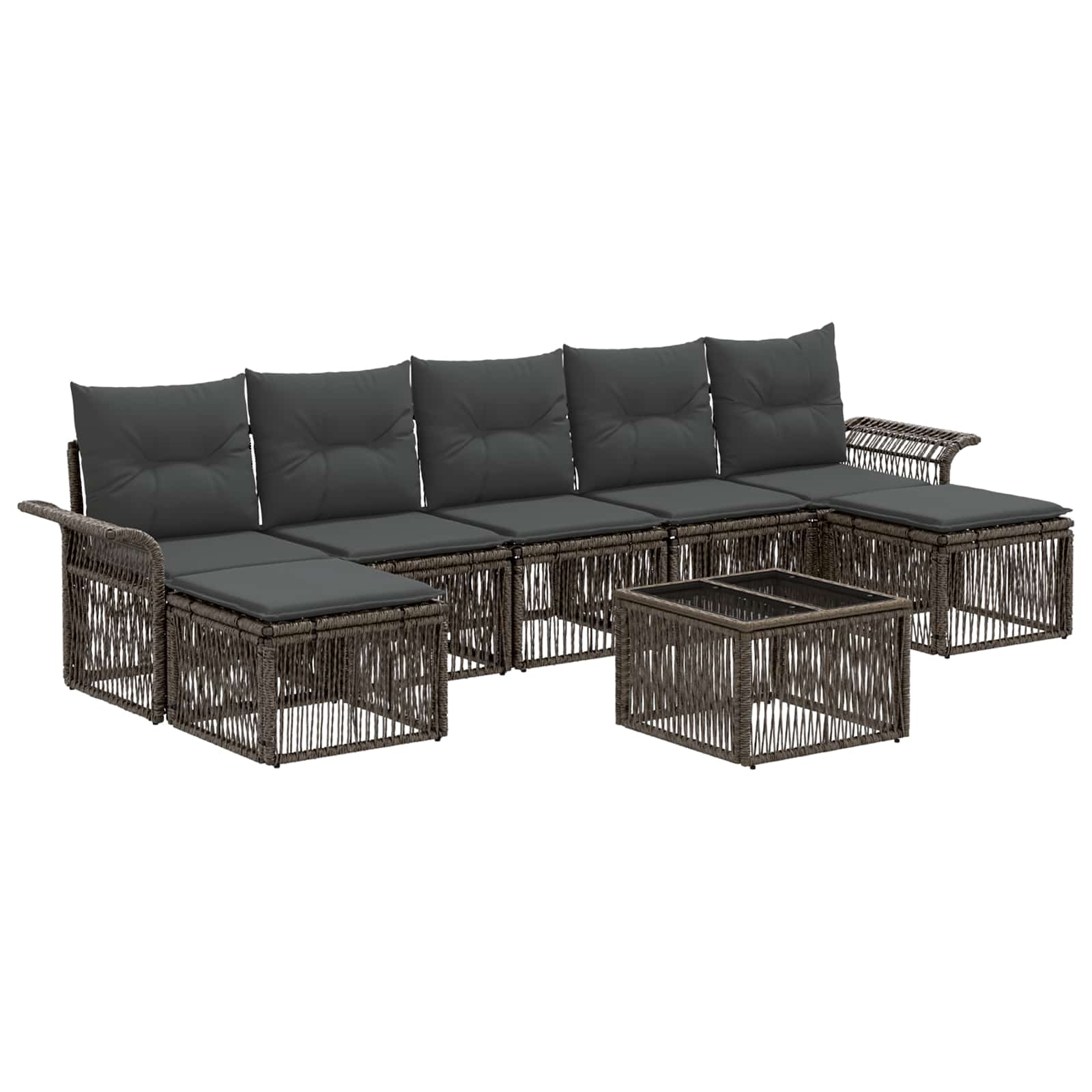 vidaXL Tuinbankenset 8 pcs Zwart poly rattan