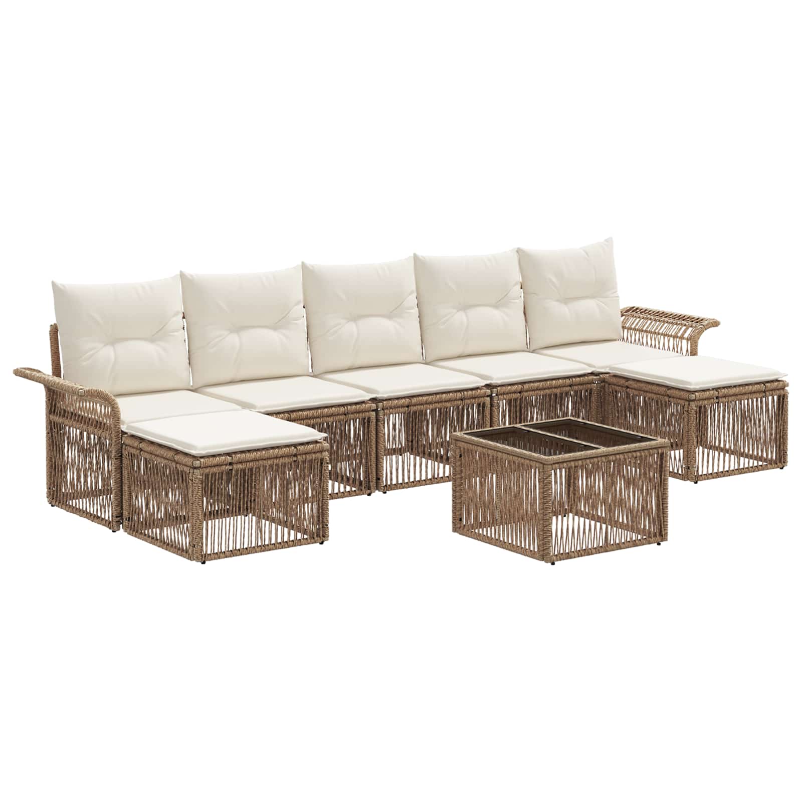 vidaXL Tuinbankenset 8 pcs Zwart poly rattan
