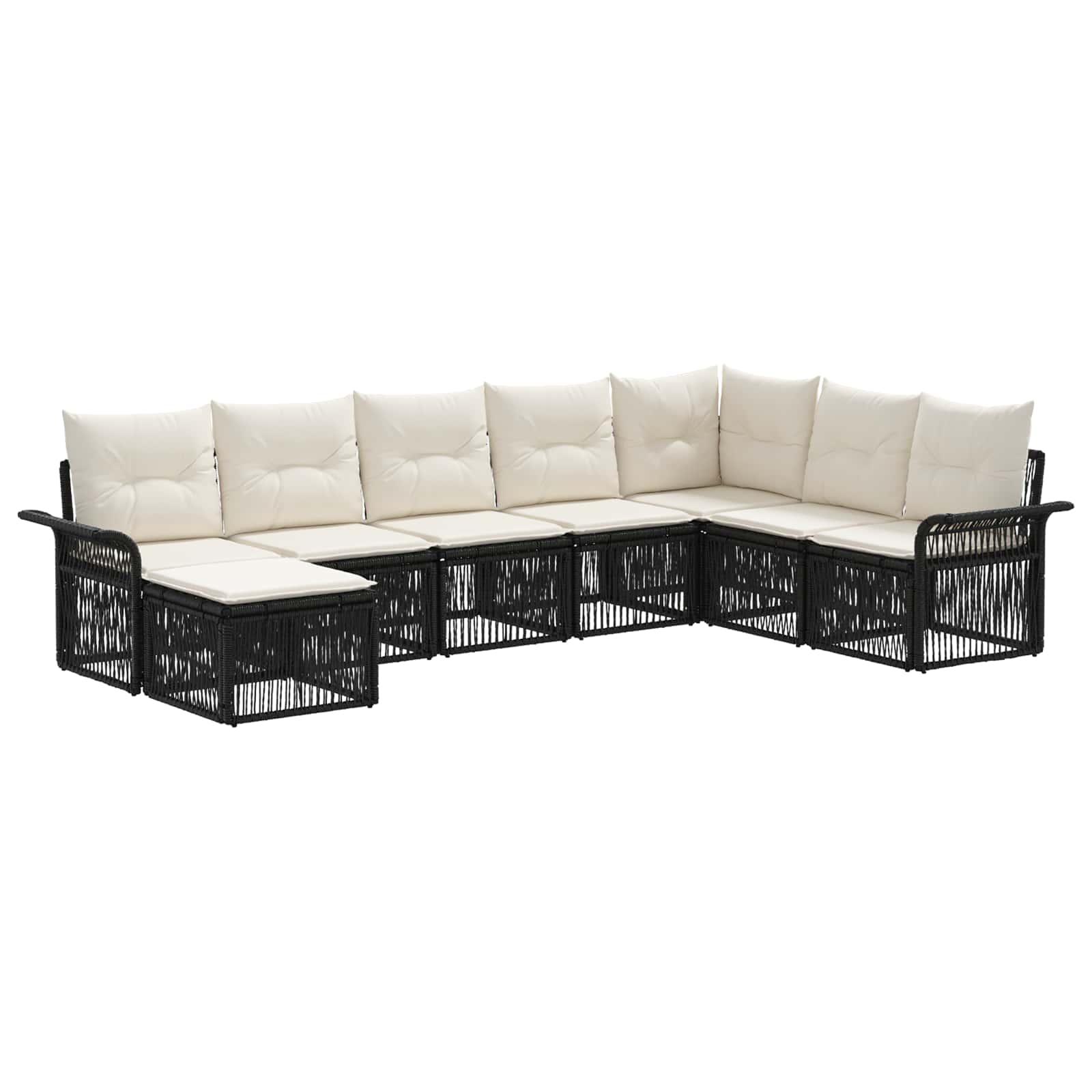 vidaXL Tuinbankenset 9 pcs Zwart poly rattan