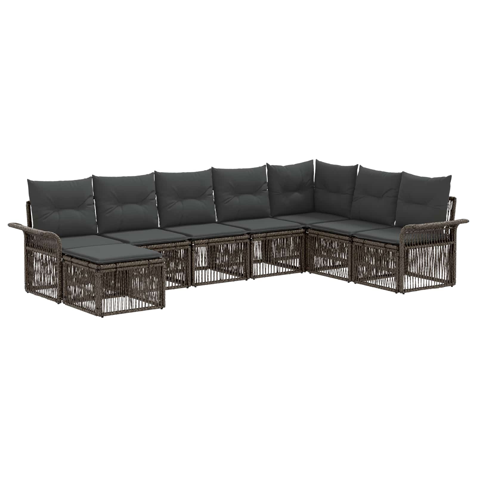 vidaXL Tuinbankenset 9 pcs Zwart poly rattan