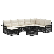 vidaXL Tuinbankenset 9 pcs Zwart poly rattan