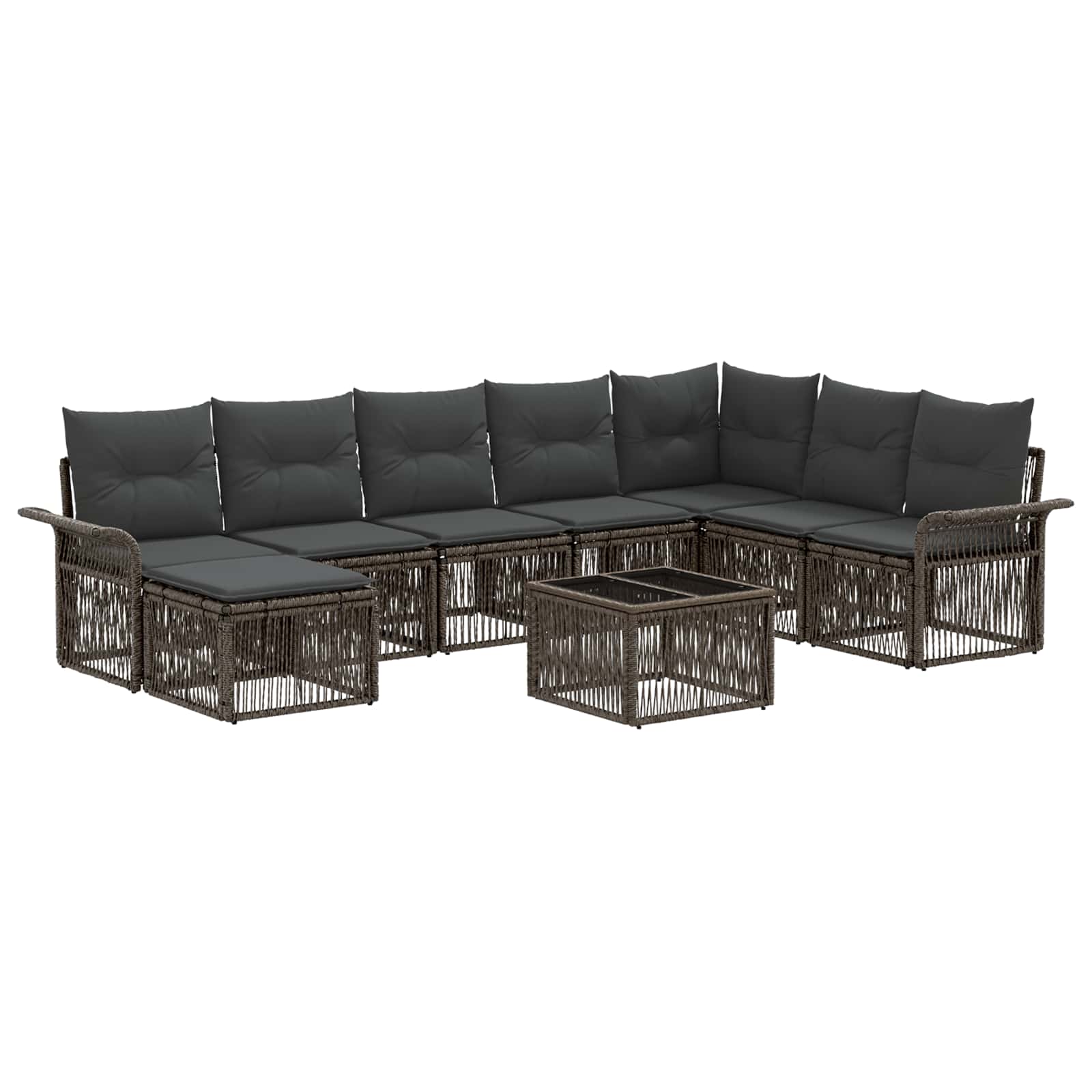vidaXL Tuinbankenset 9 pcs Zwart poly rattan