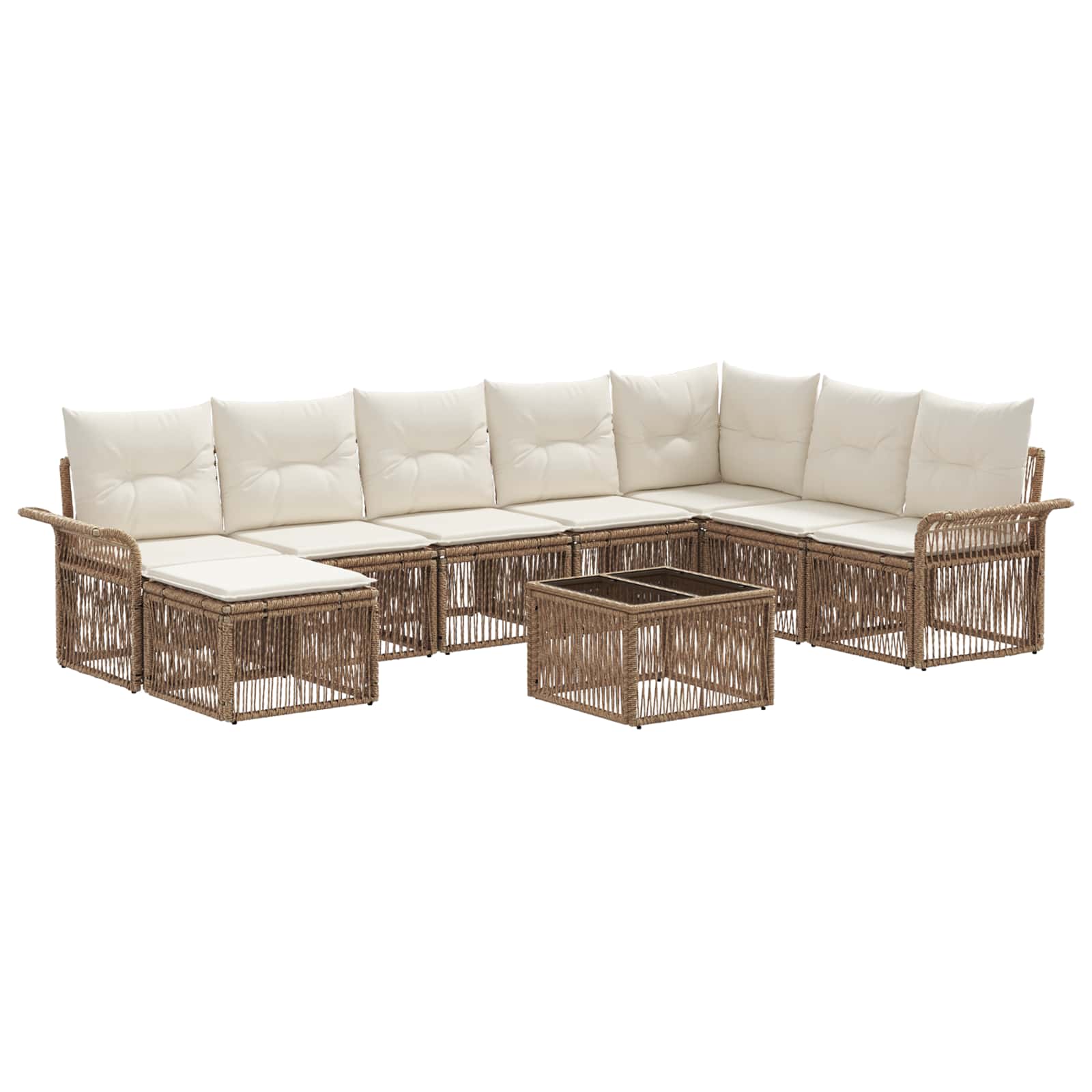 vidaXL Tuinbankenset 9 pcs Zwart poly rattan