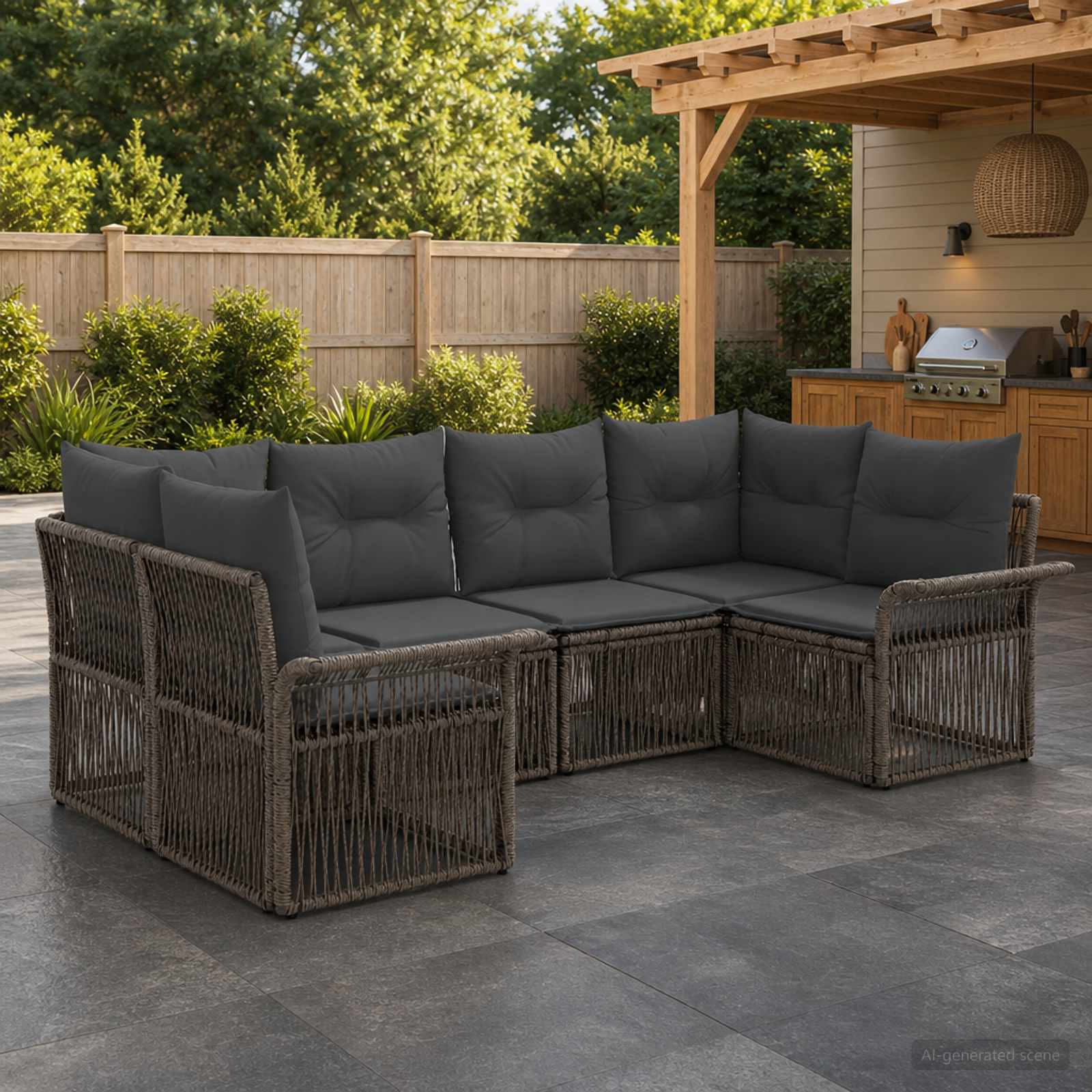 vidaXL Tuinbankenset 6 st 6-Aantal zitplaatsen Zwart poly rattan