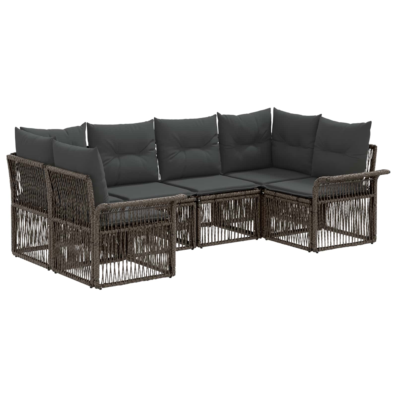 vidaXL Tuinbankenset 6 st 6-Aantal zitplaatsen Zwart poly rattan