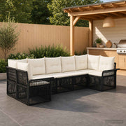 vidaXL Tuinbankenset 7 st 7-Aantal zitplaatsen Zwart poly rattan