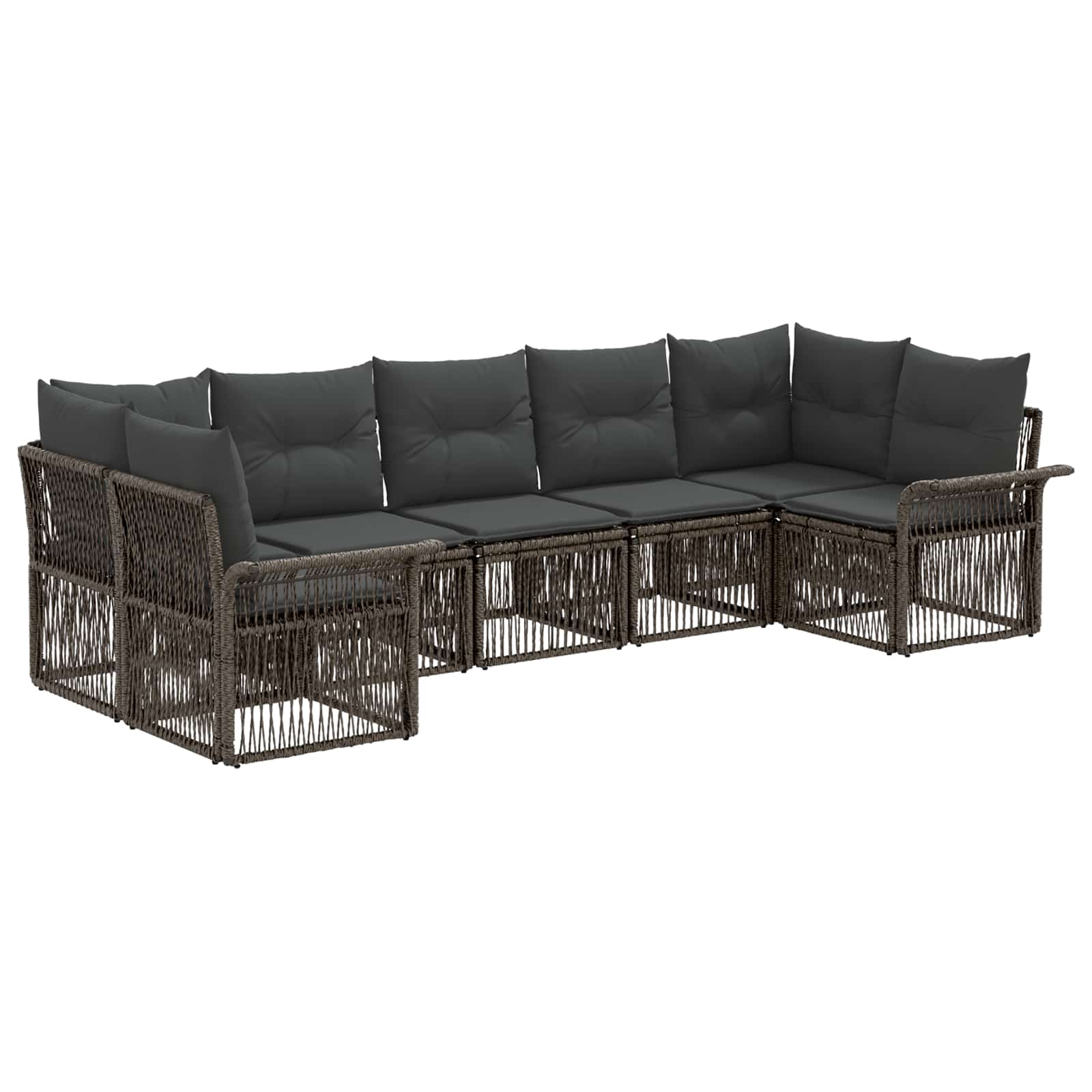 vidaXL Tuinbankenset 7 st 7-Aantal zitplaatsen Zwart poly rattan