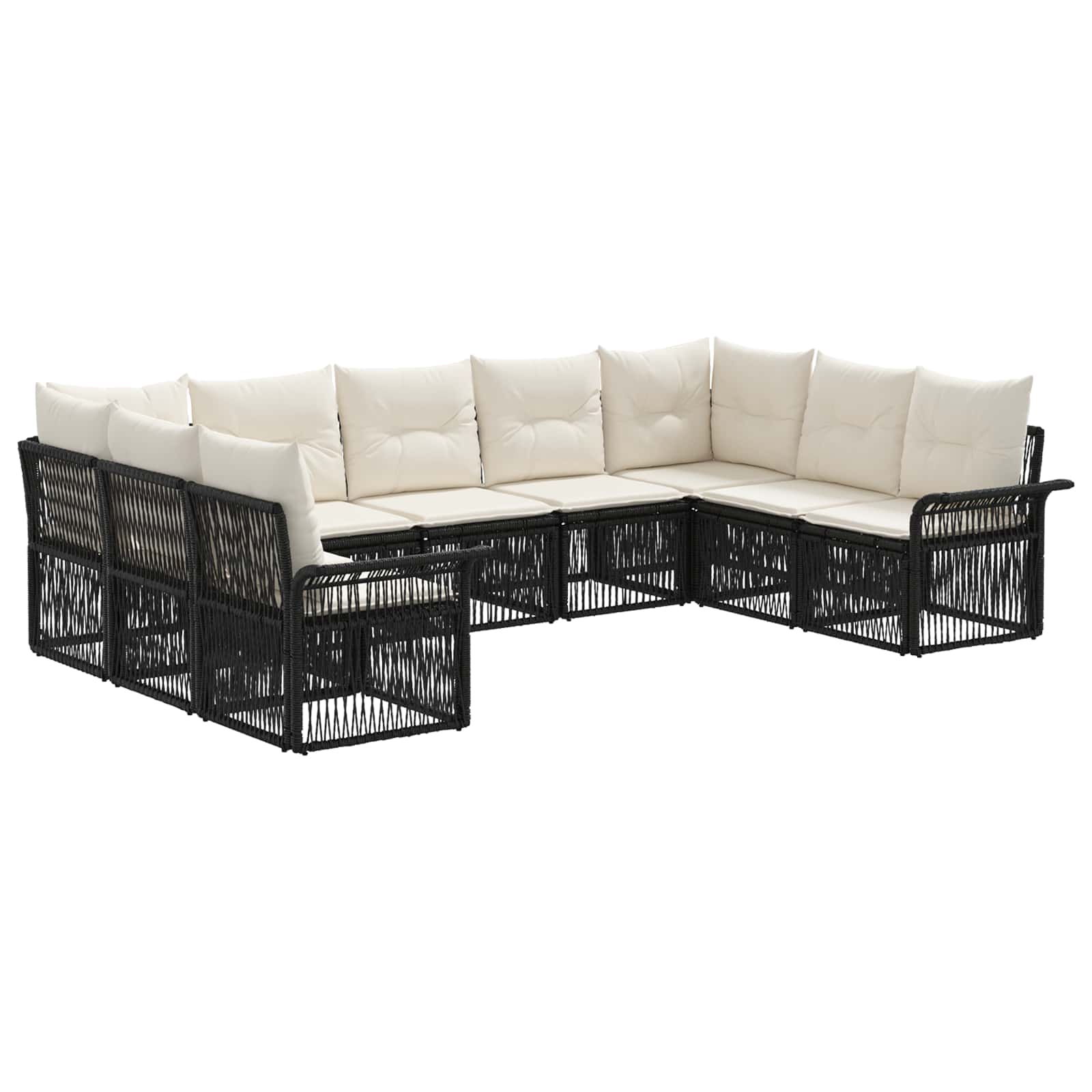 vidaXL Tuinbankenset 10 pcs Zwart poly rattan
