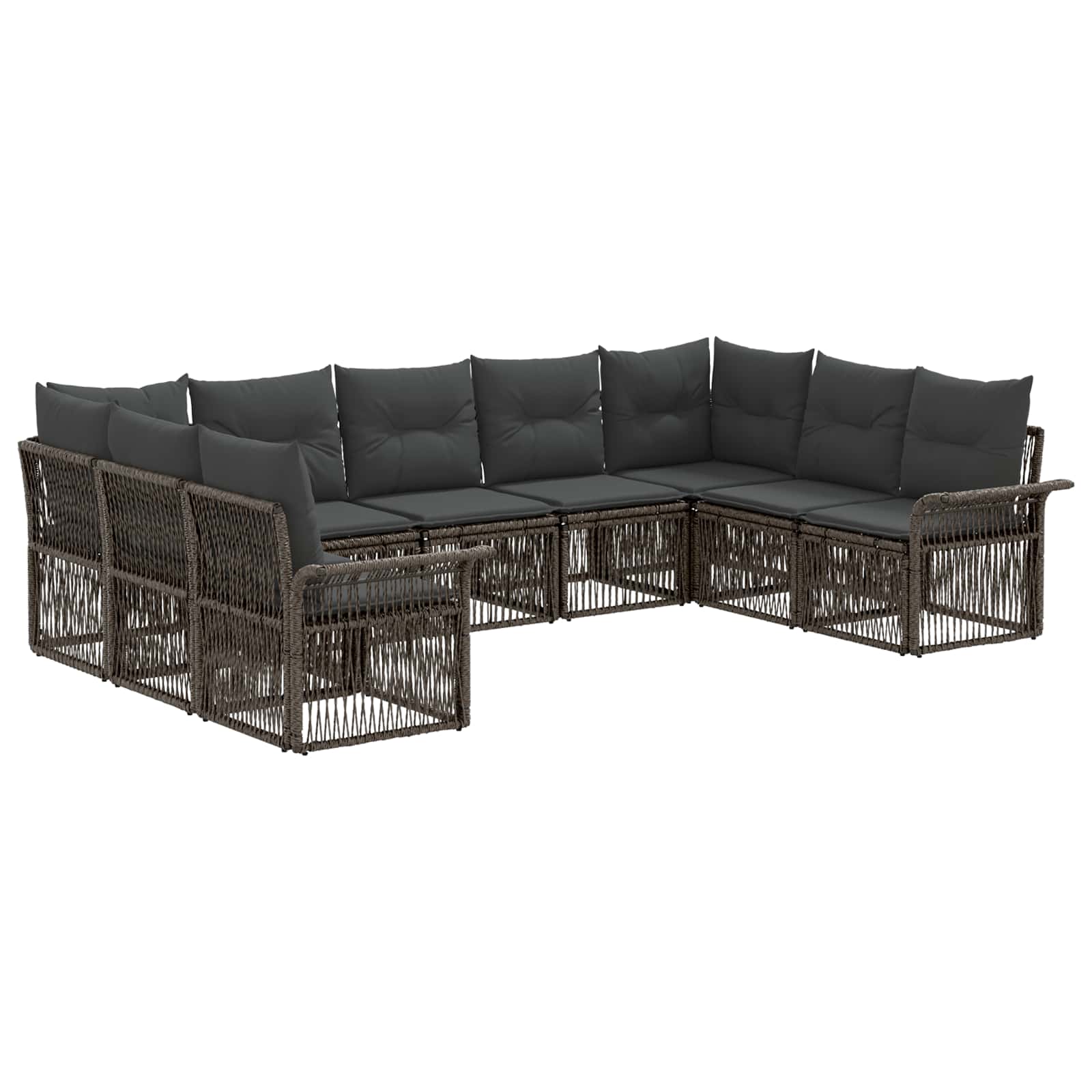 vidaXL Tuinbankenset 10 pcs Zwart poly rattan