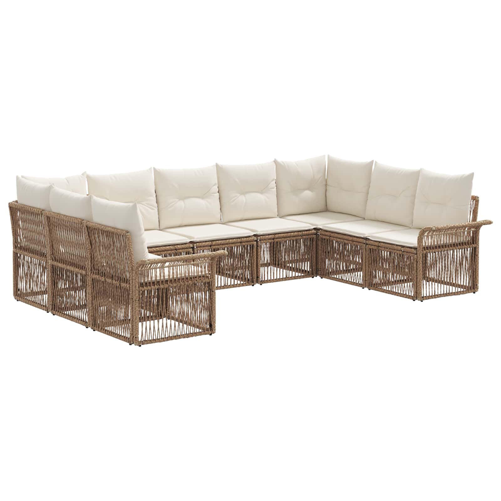 vidaXL Tuinbankenset 10 pcs Zwart poly rattan