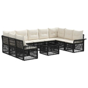 vidaXL Tuinbankenset 10 pcs Zwart poly rattan