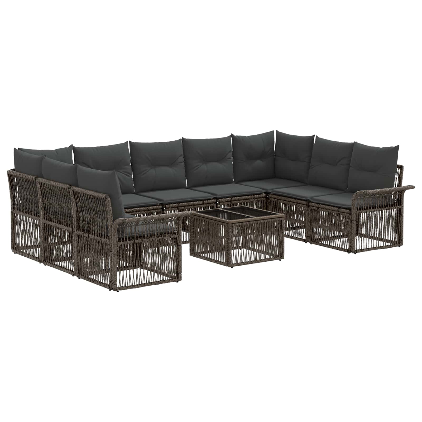 vidaXL Tuinbankenset 10 pcs Zwart poly rattan