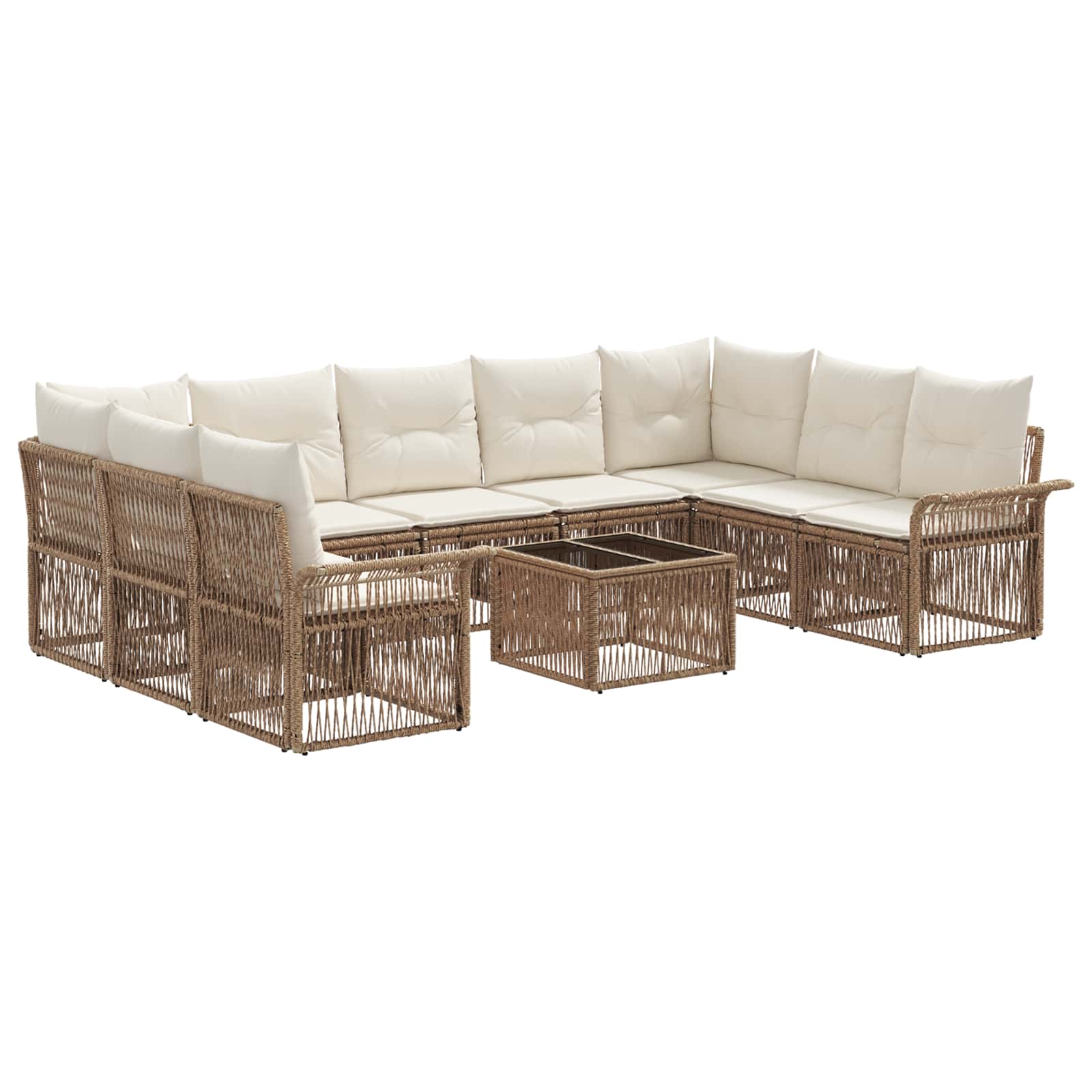 vidaXL Tuinbankenset 10 pcs Zwart poly rattan