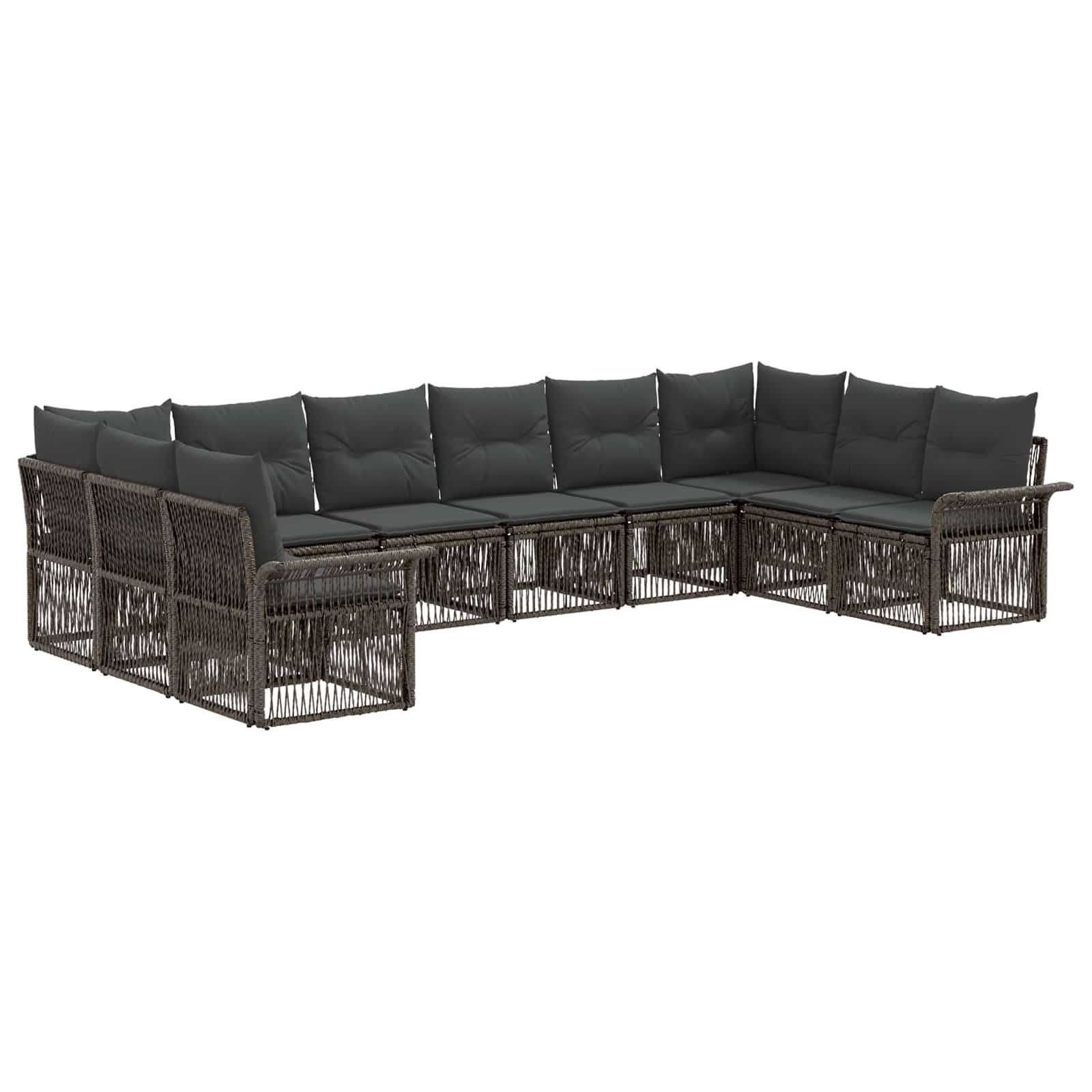 vidaXL Tuinbankenset 11 pcs Zwart poly rattan