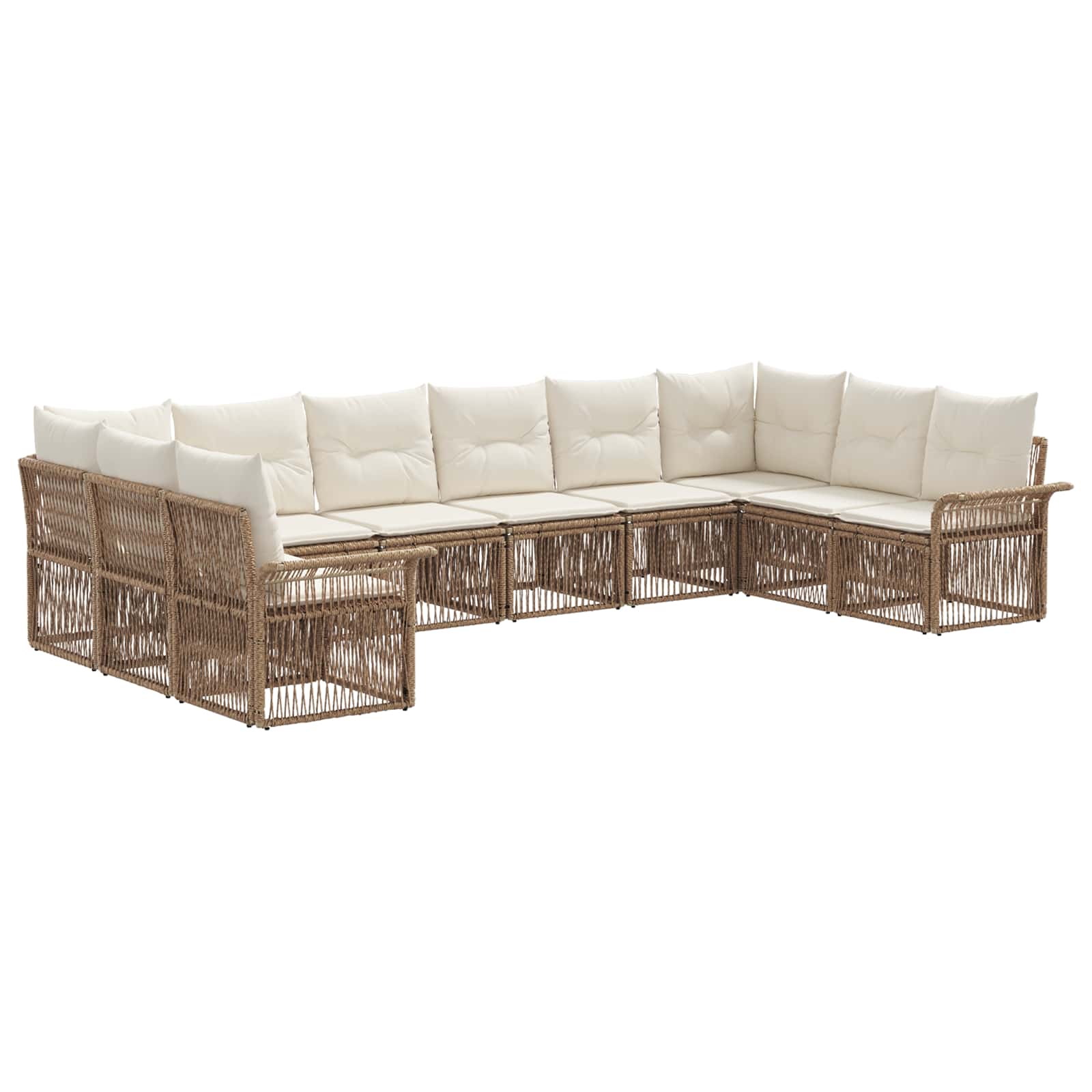 vidaXL Tuinbankenset 11 pcs Zwart poly rattan