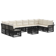vidaXL Tuinbankenset 11 pcs Zwart poly rattan