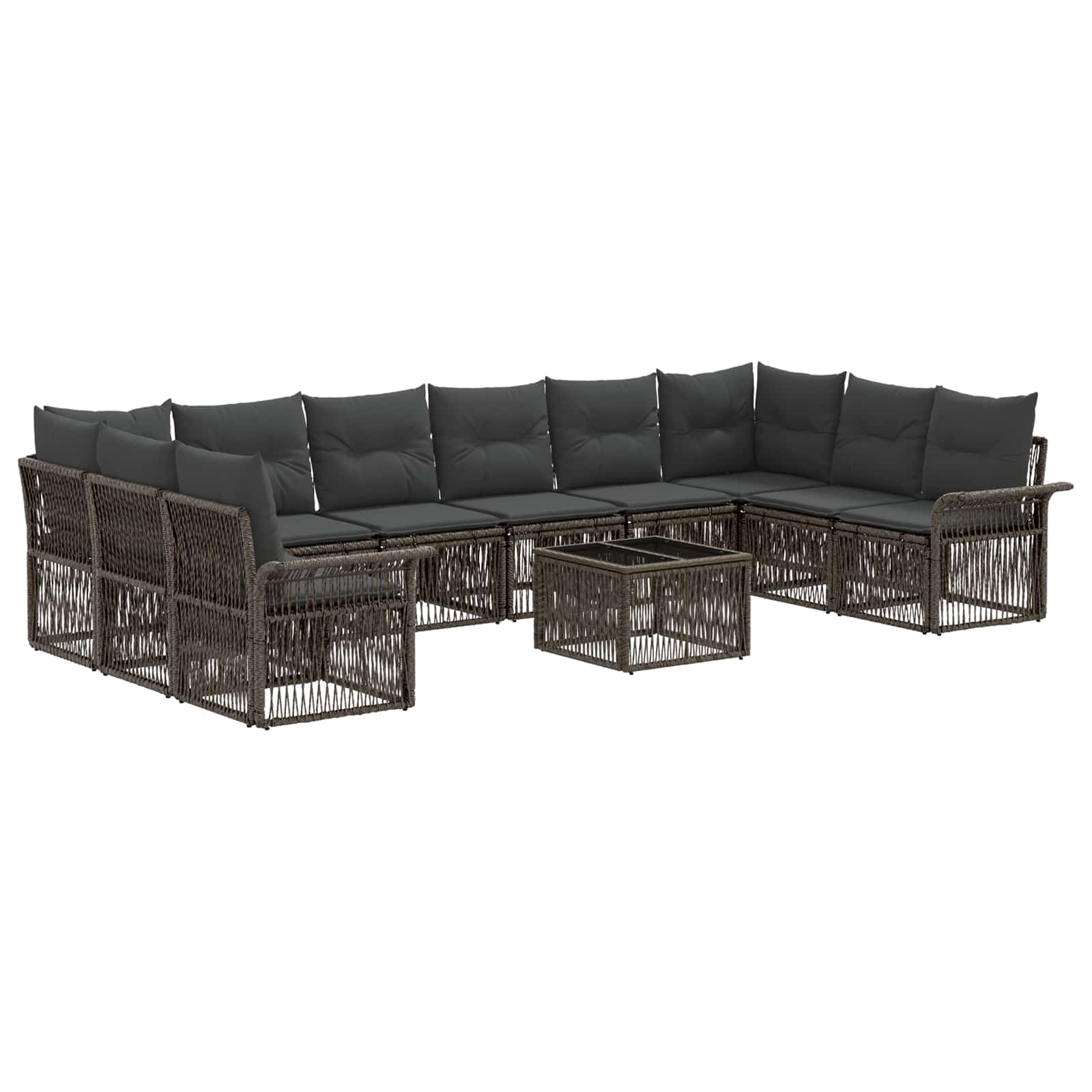 vidaXL Tuinbankenset 11 pcs Zwart poly rattan