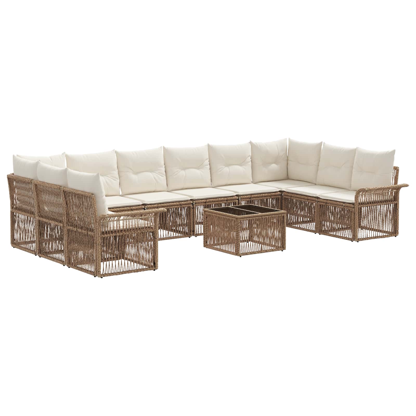 vidaXL Tuinbankenset 11 pcs Zwart poly rattan