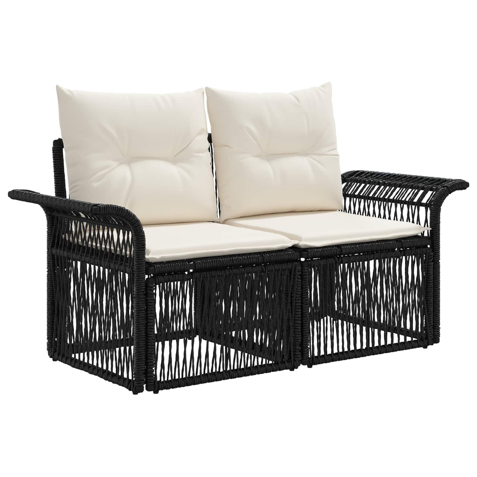 vidaXL Tuinbankenset 10 pcs Zwart poly rattan