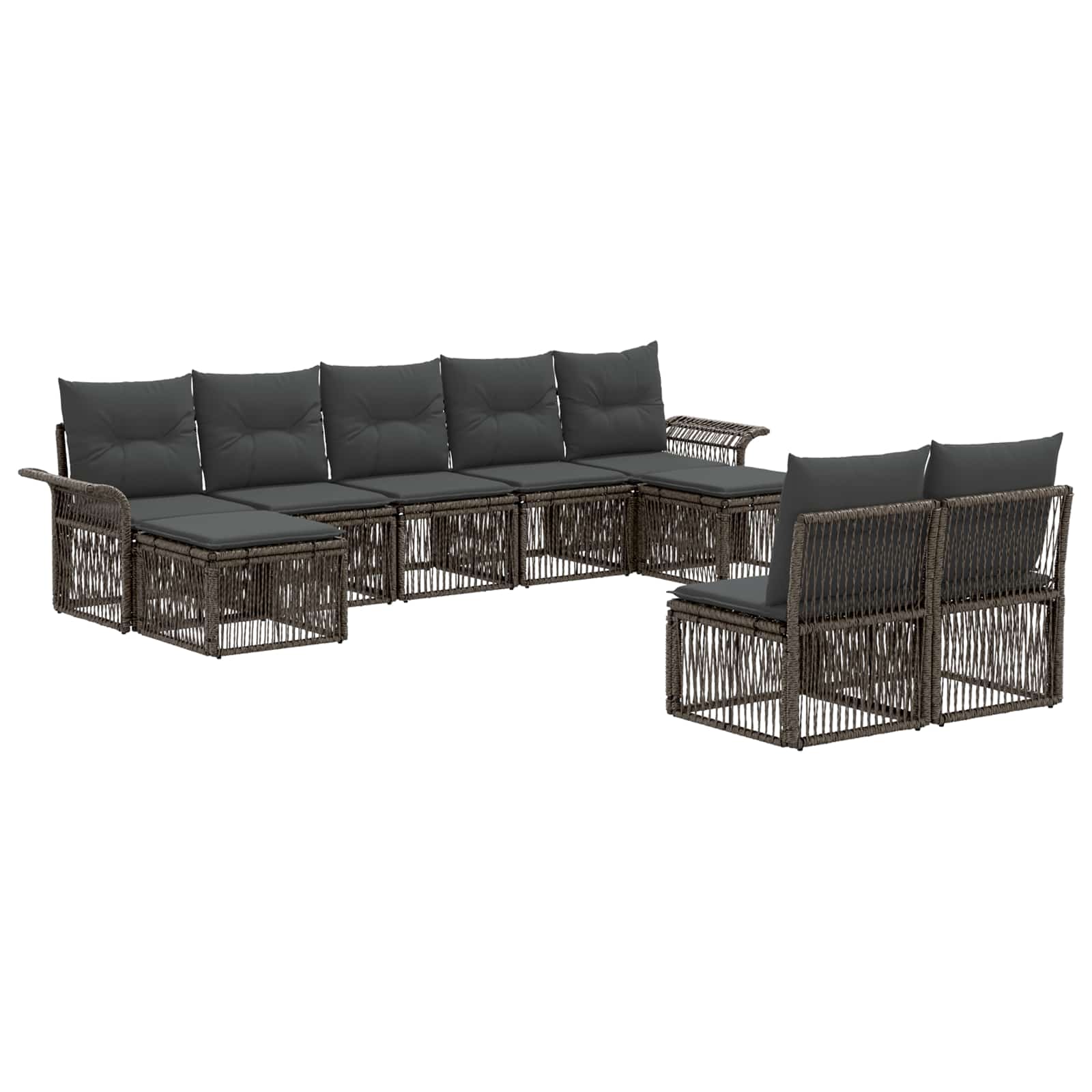 vidaXL Tuinbankenset 10 pcs Zwart poly rattan