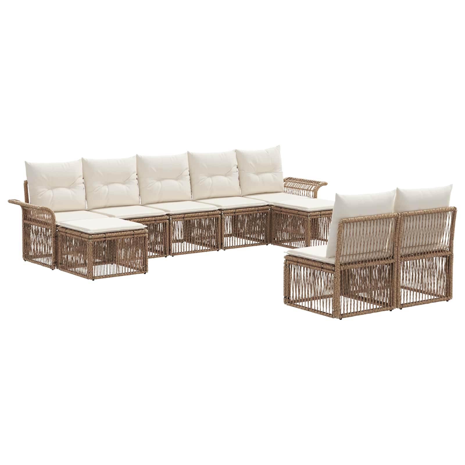 vidaXL Tuinbankenset 10 pcs Zwart poly rattan