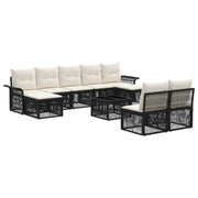 vidaXL Tuinbankenset 10 pcs Zwart poly rattan