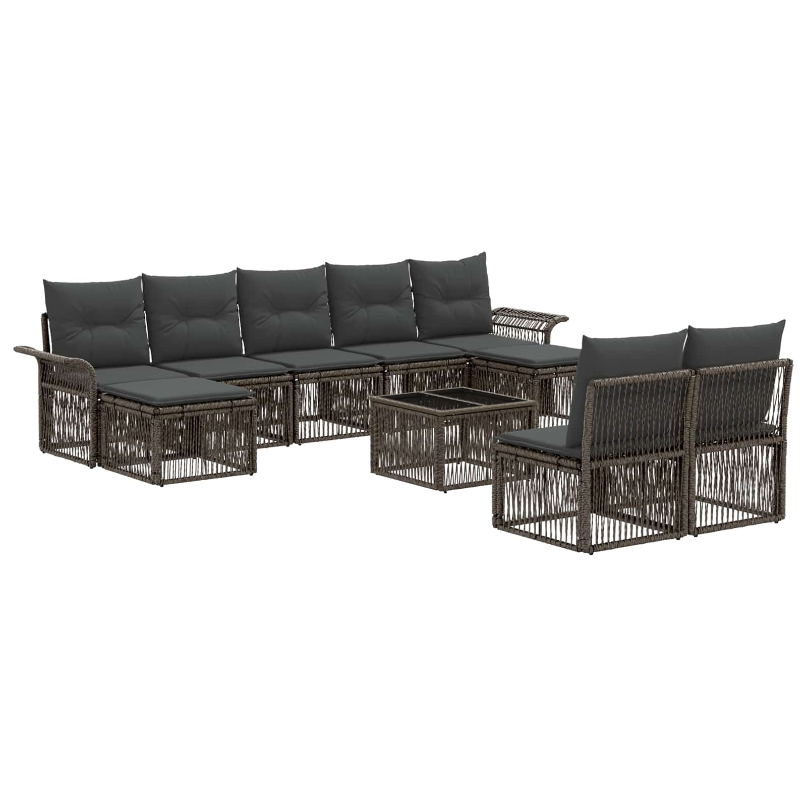 vidaXL Tuinbankenset 10 pcs Zwart poly rattan