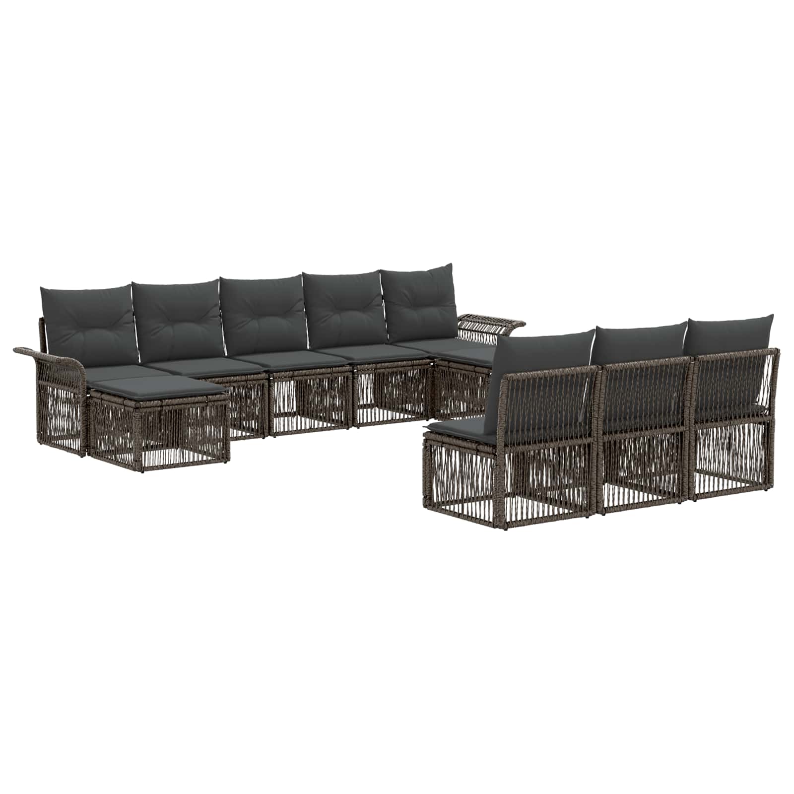vidaXL Tuinbankenset 11 pcs Zwart poly rattan