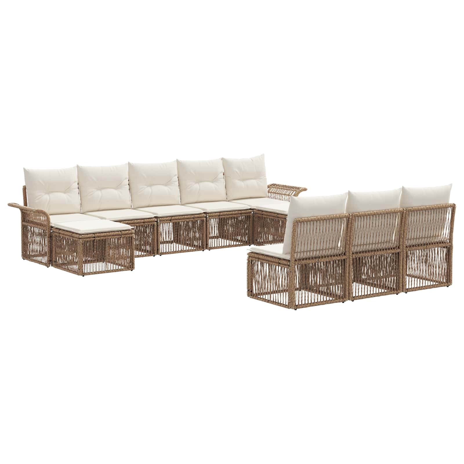 vidaXL Tuinbankenset 11 pcs Zwart poly rattan