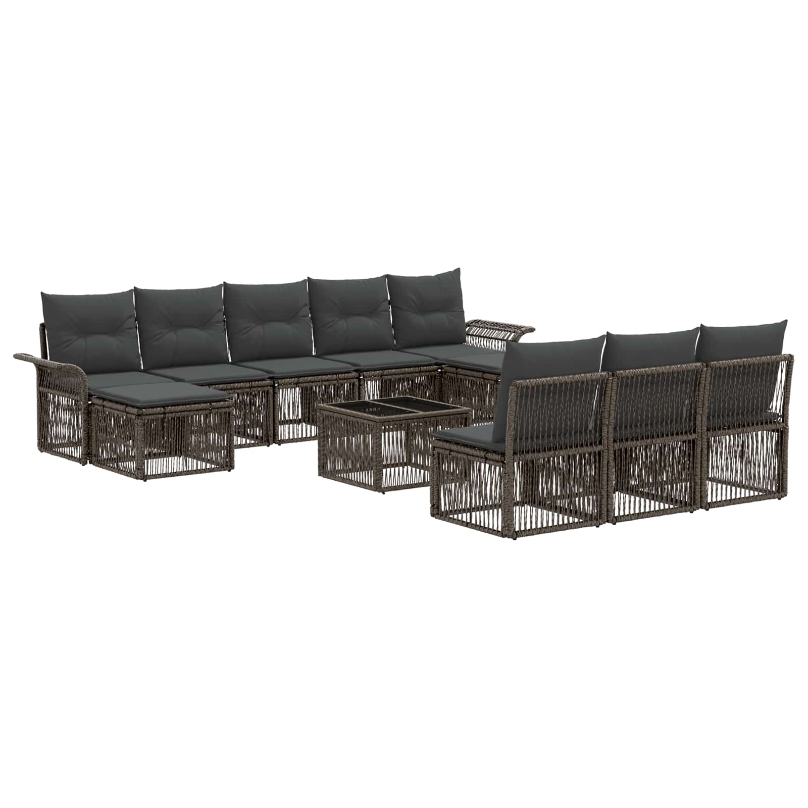 vidaXL Tuinbankenset 11 pcs Zwart poly rattan