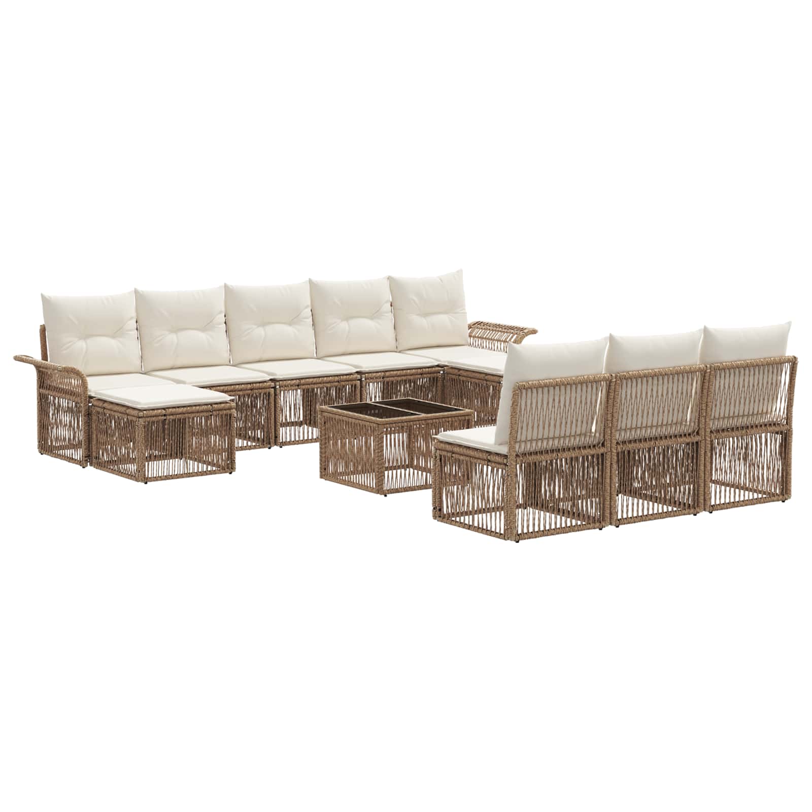 vidaXL Tuinbankenset 11 pcs Zwart poly rattan