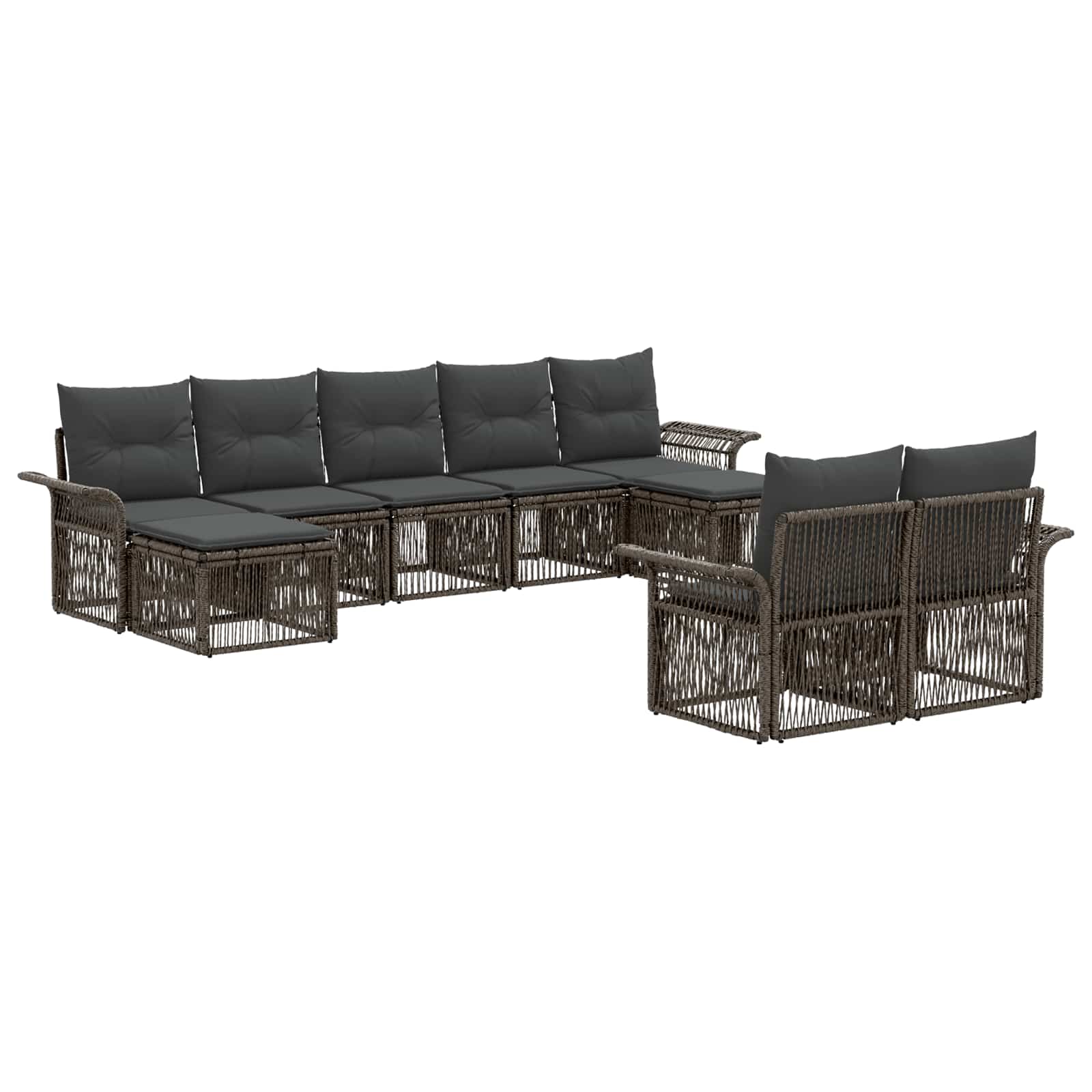 vidaXL Tuinbankenset 10 pcs Zwart poly rattan