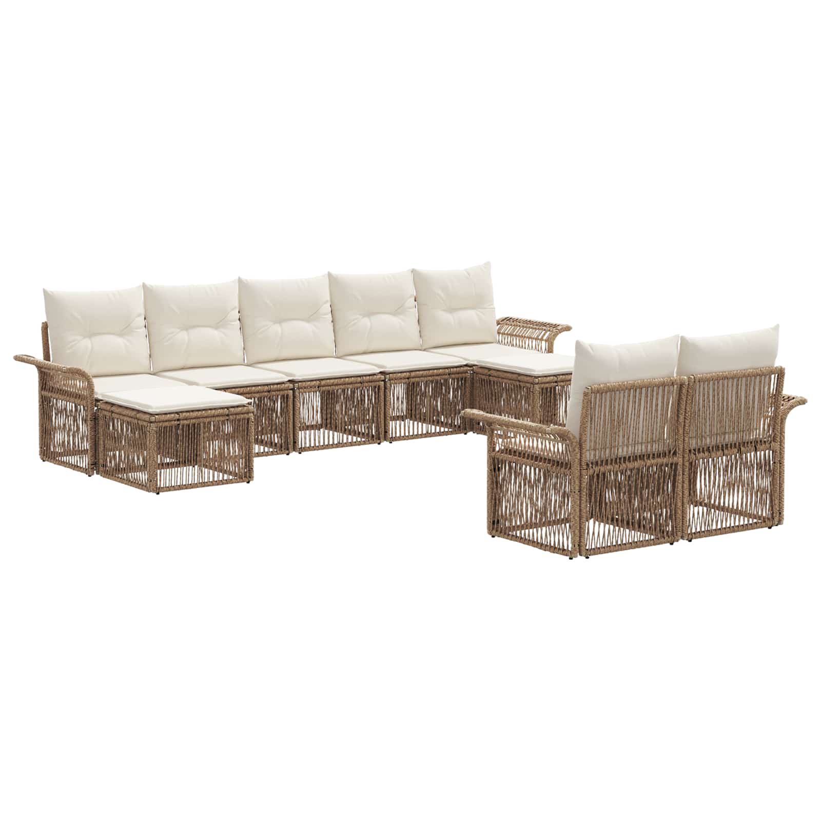 vidaXL Tuinbankenset 10 pcs Zwart poly rattan