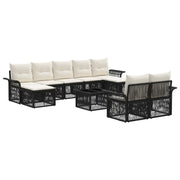 vidaXL Tuinbankenset 10 pcs Zwart poly rattan