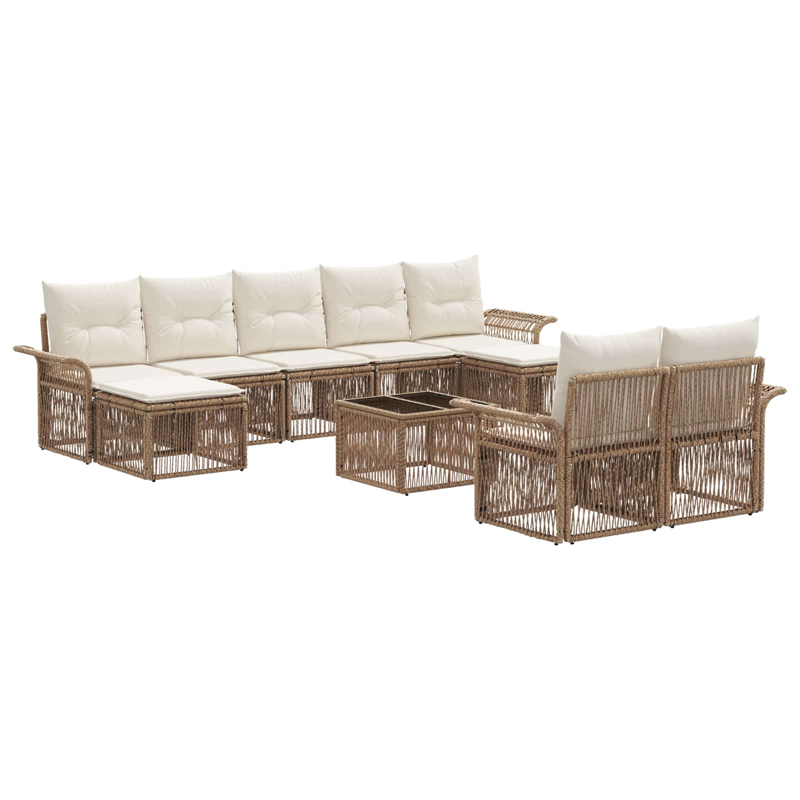 vidaXL Tuinbankenset 10 pcs Zwart poly rattan