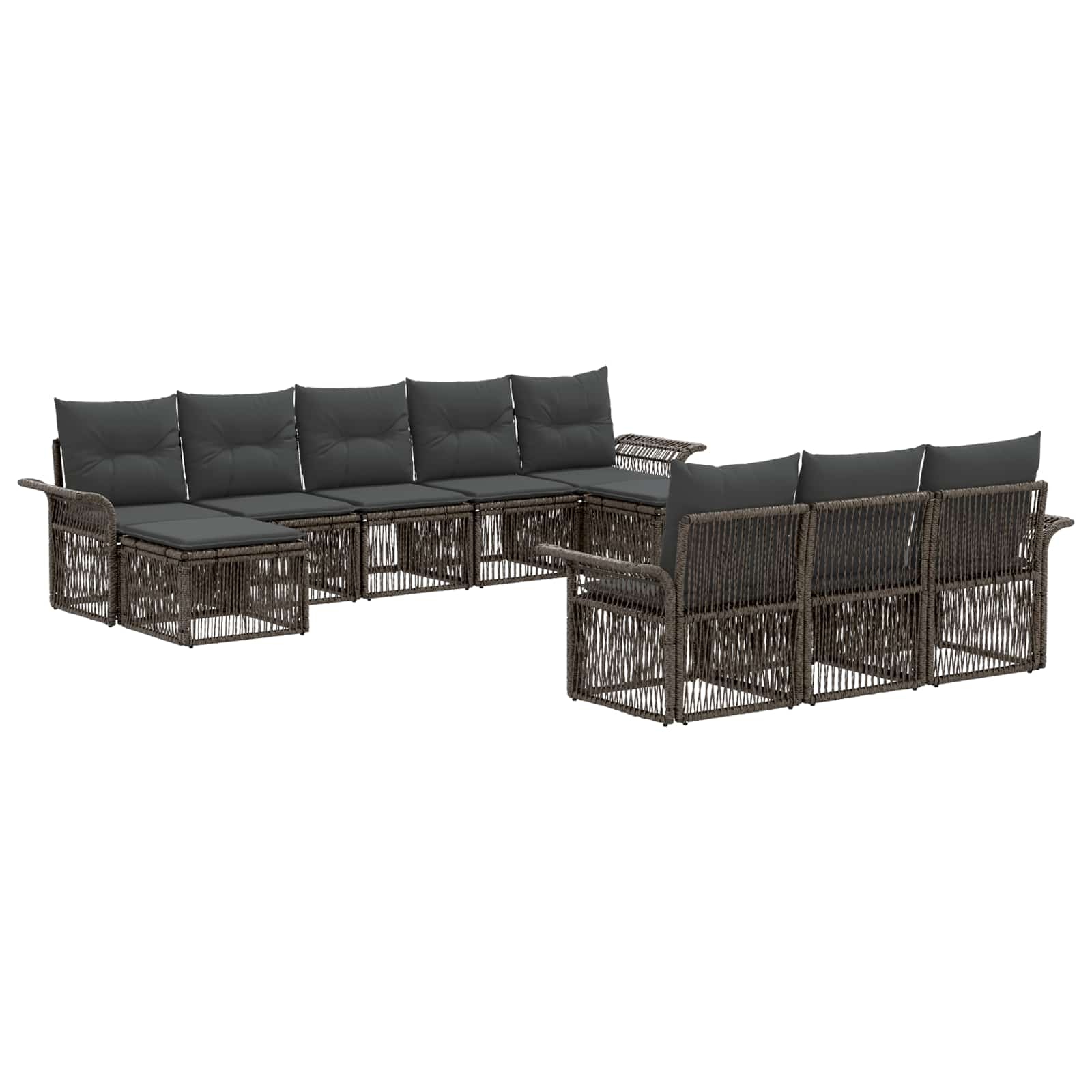 vidaXL Tuinbankenset 11 pcs Zwart poly rattan
