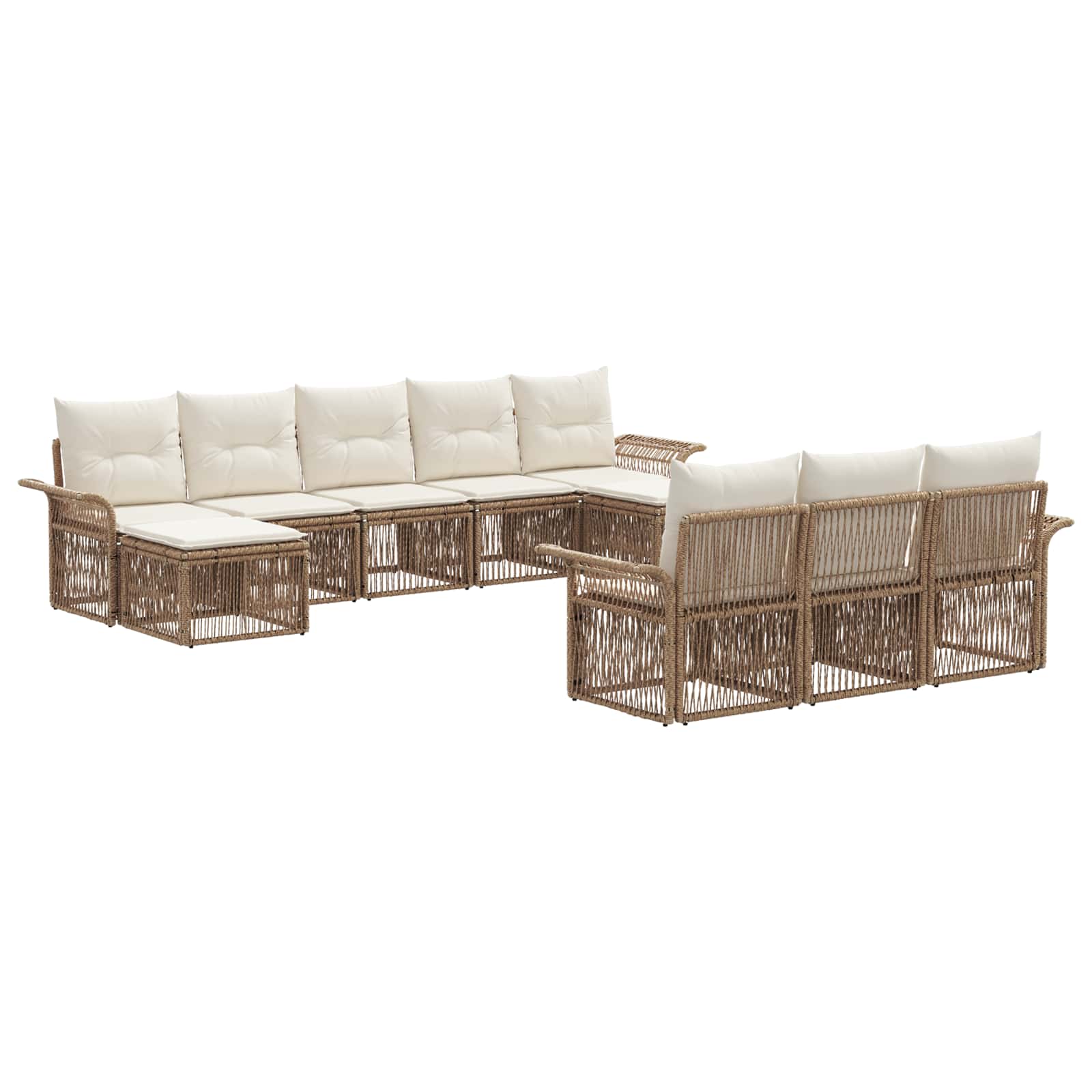 vidaXL Tuinbankenset 11 pcs Zwart poly rattan