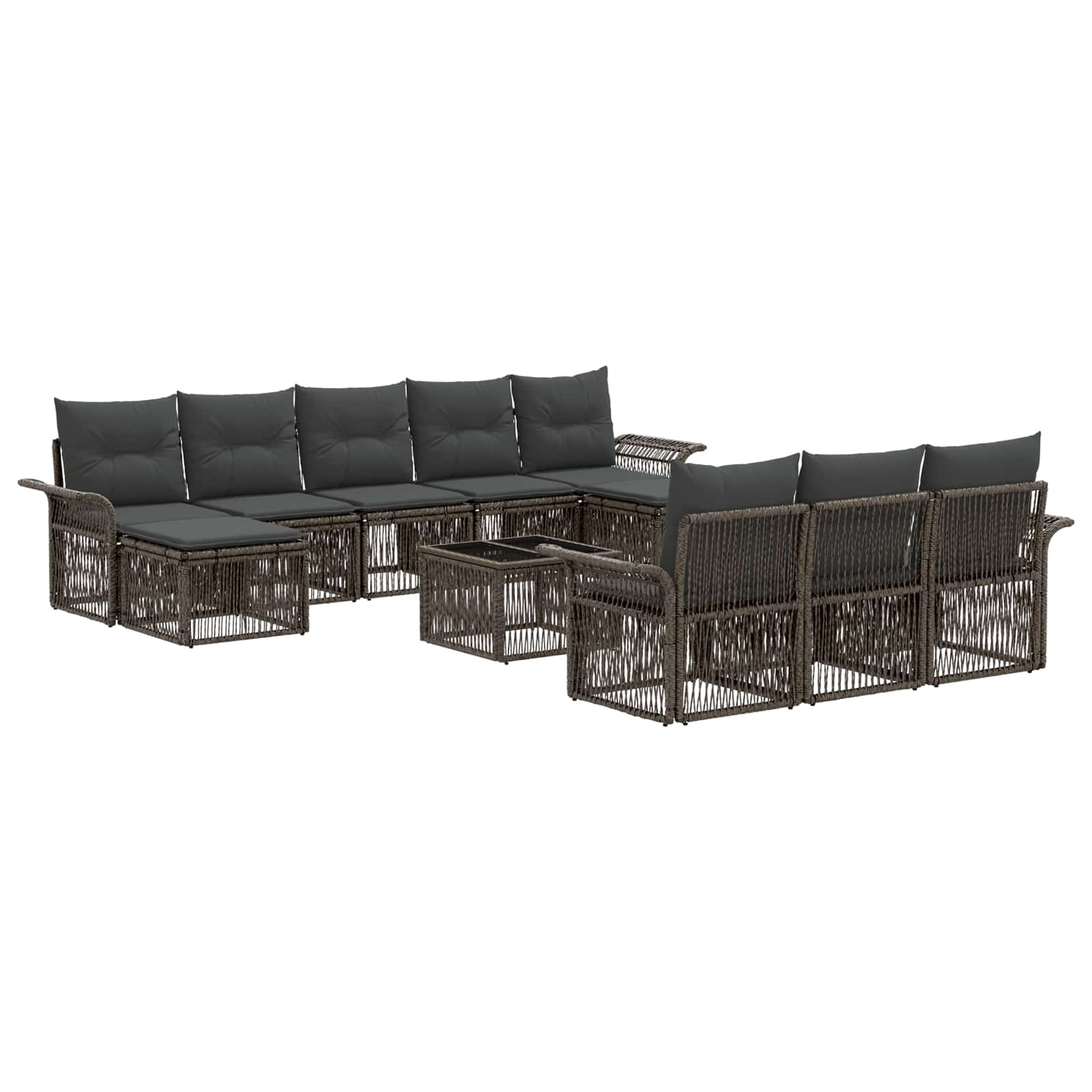 vidaXL Tuinbankenset 11 pcs Zwart poly rattan