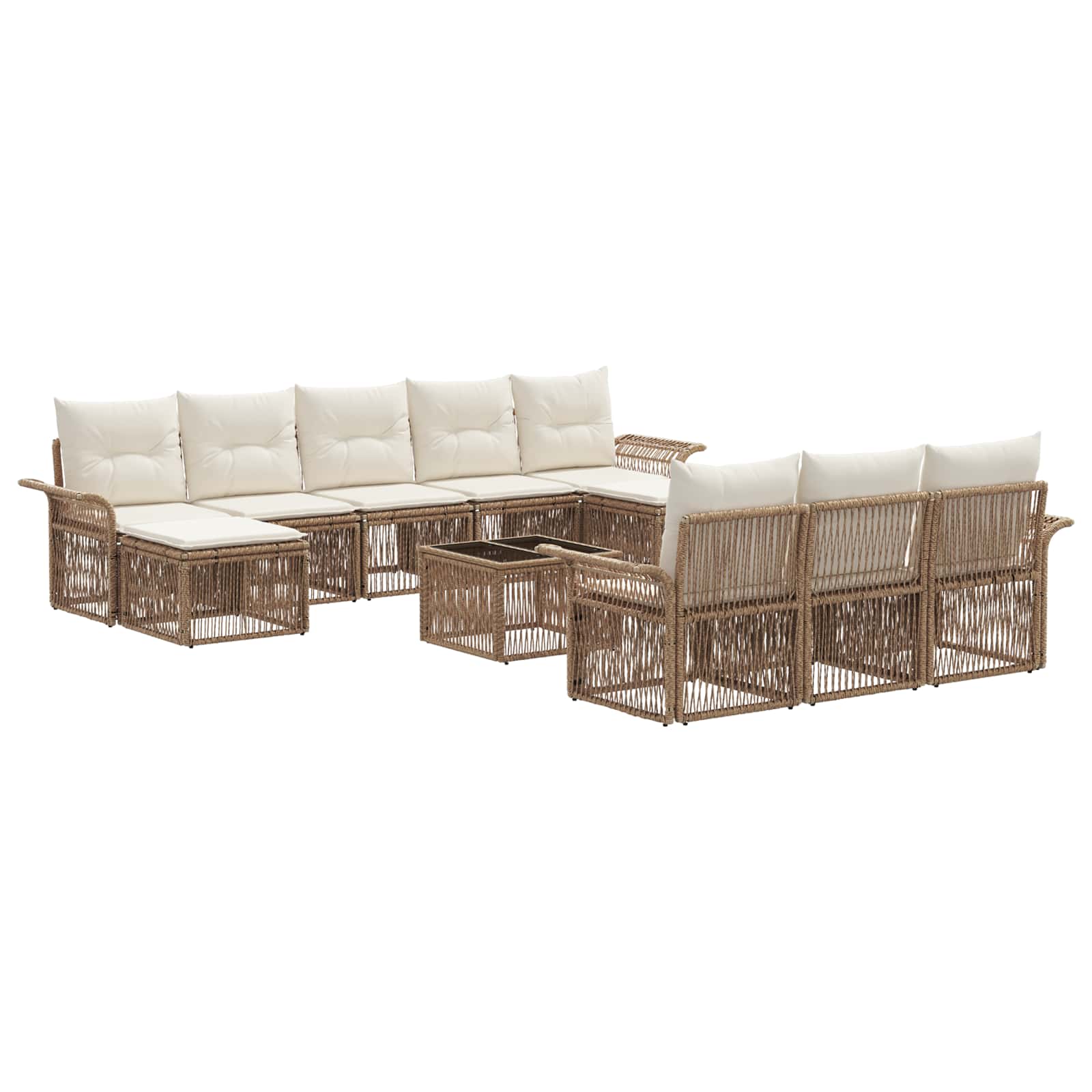 vidaXL Tuinbankenset 11 pcs Zwart poly rattan
