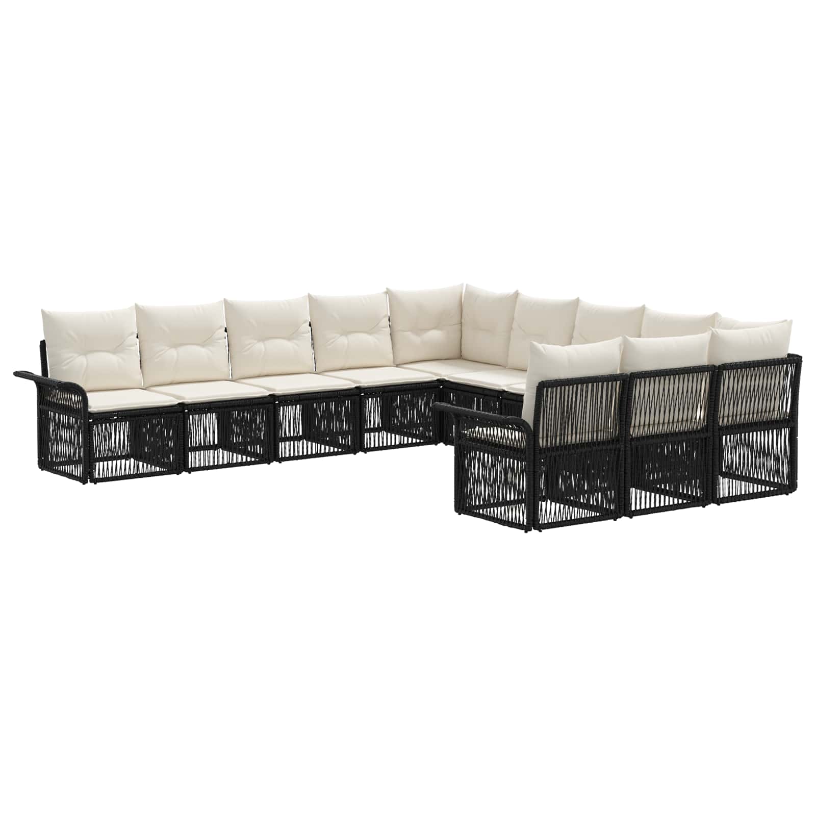 vidaXL Tuinbankenset 12 pcs Zwart poly rattan