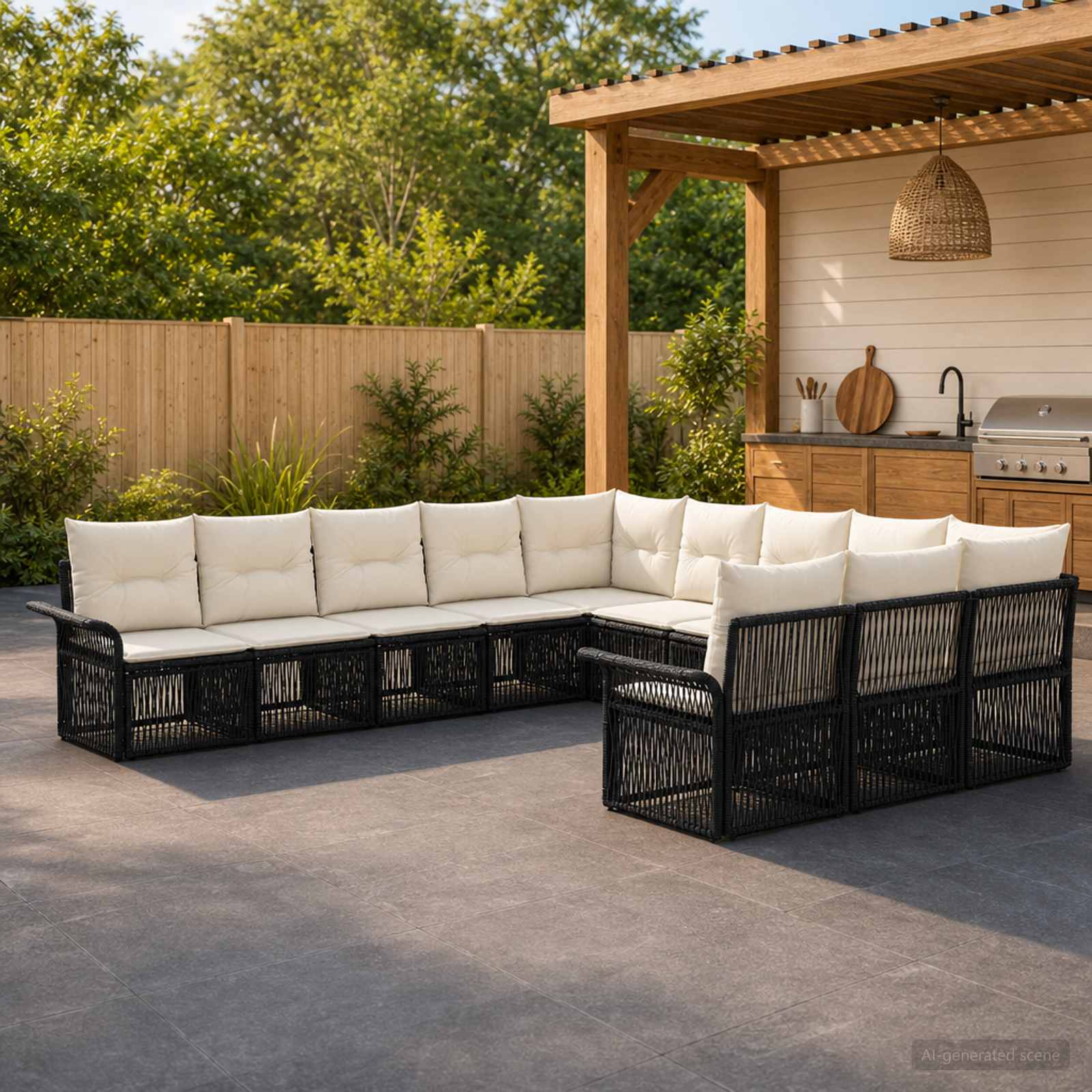 vidaXL Tuinbankenset 12 pcs Zwart poly rattan