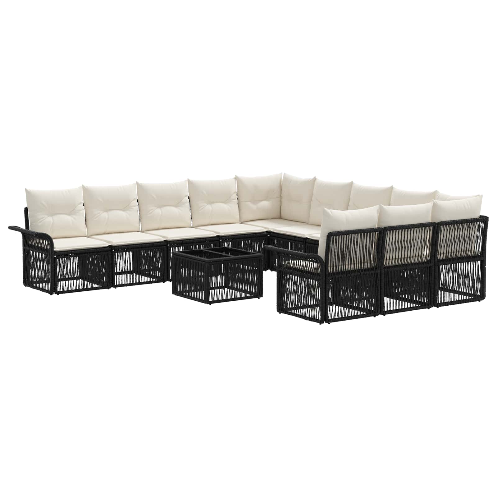 vidaXL Tuinbankenset 12 pcs Zwart poly rattan