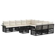 vidaXL Tuinbankenset 12 pcs Zwart poly rattan