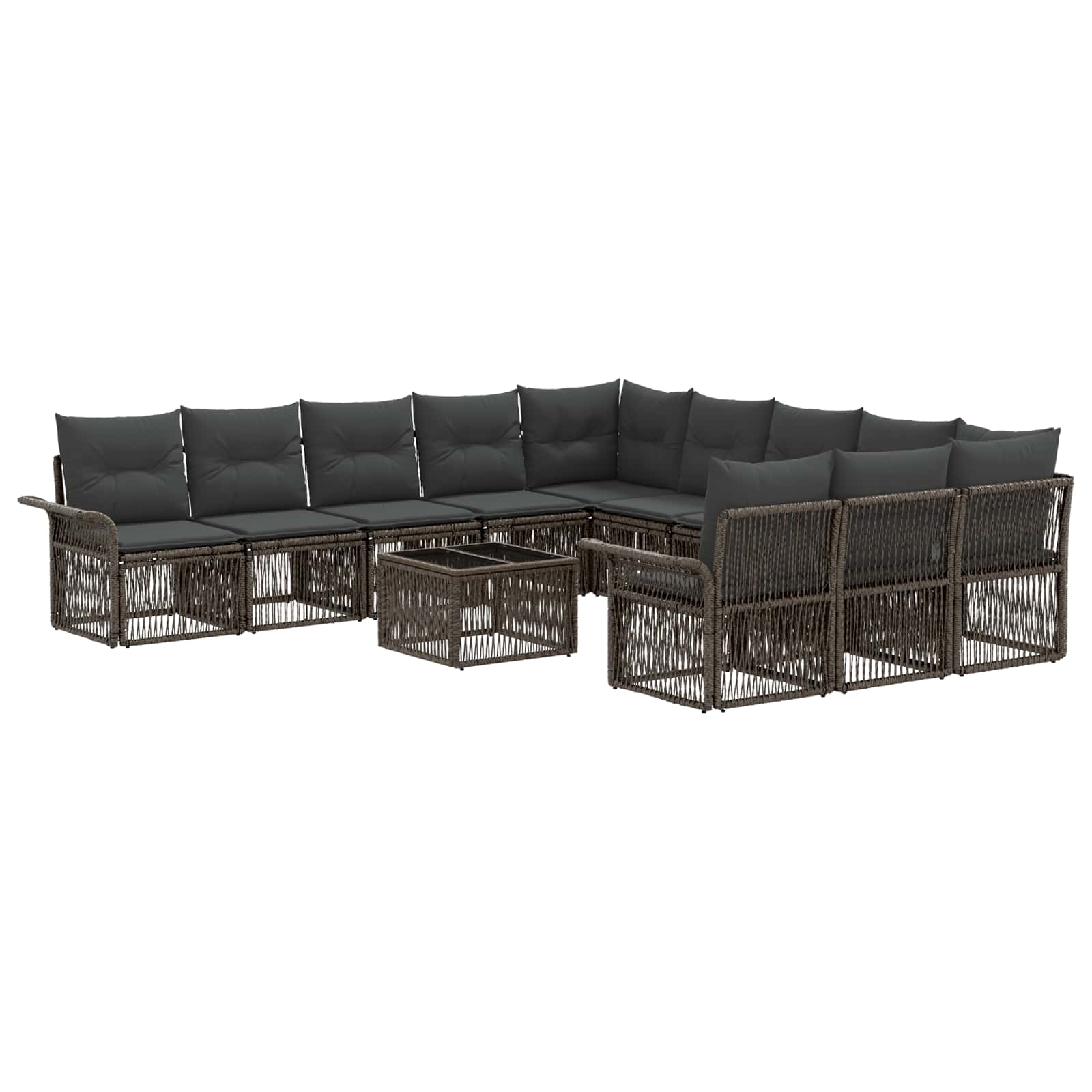 vidaXL Tuinbankenset 12 pcs Zwart poly rattan