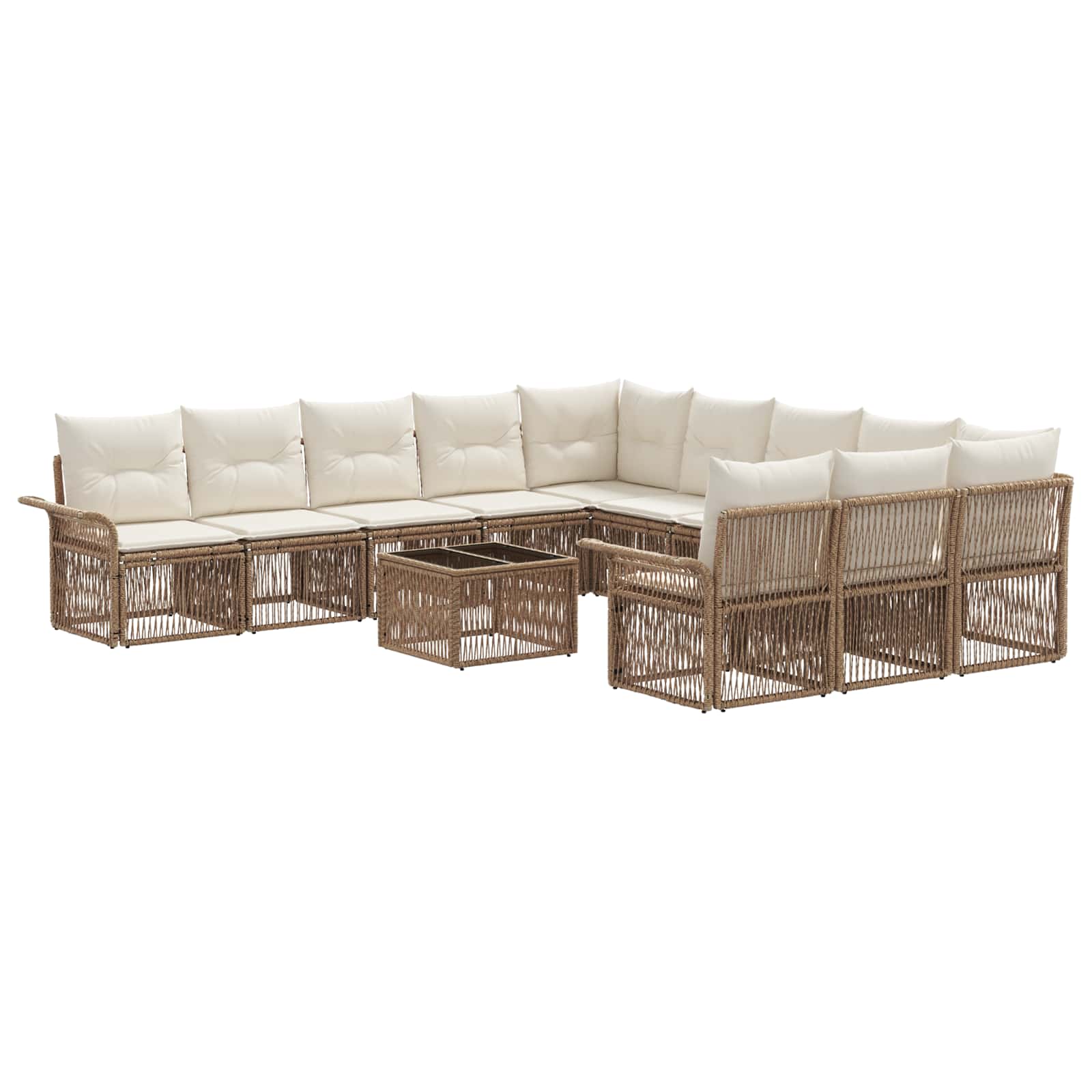 vidaXL Tuinbankenset 12 pcs Zwart poly rattan