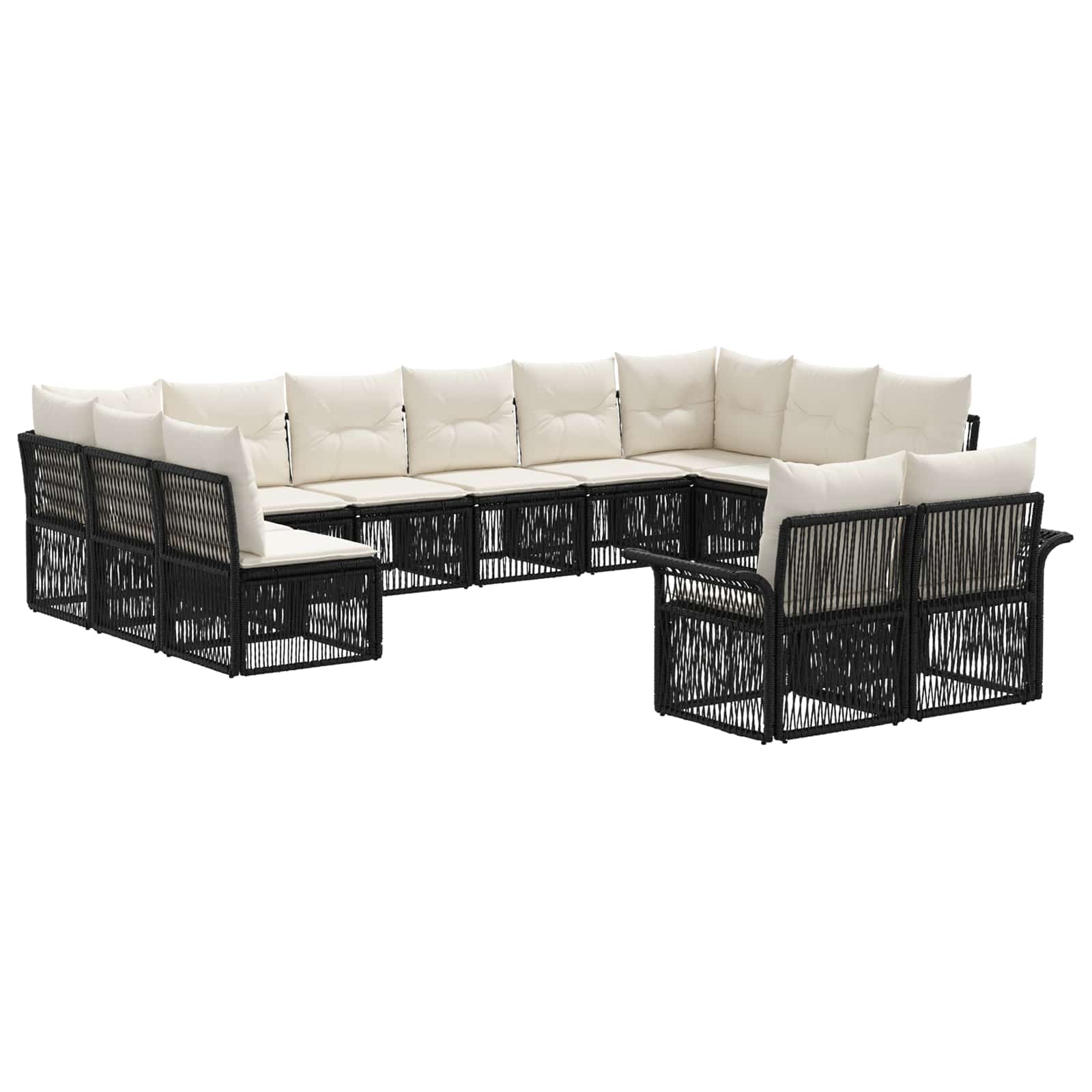 vidaXL Tuinbankenset 13 pcs Zwart poly rattan