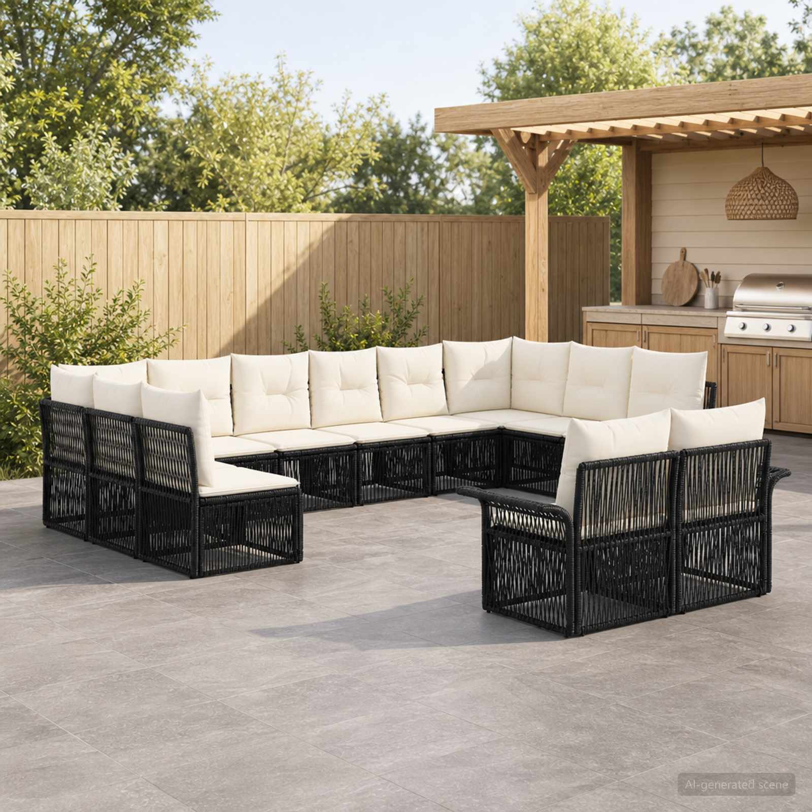 vidaXL Tuinbankenset 13 pcs Zwart poly rattan
