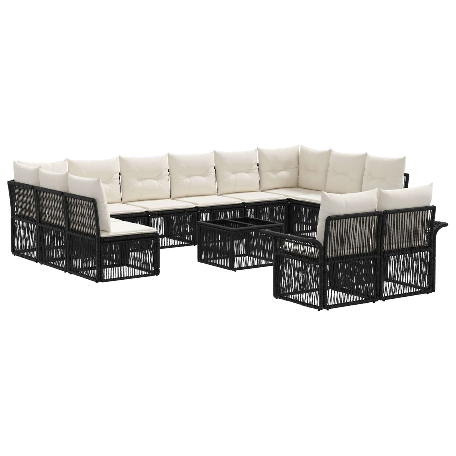 vidaXL Tuinbankenset 13 pcs Zwart poly rattan