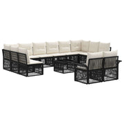vidaXL Tuinbankenset 13 pcs Zwart poly rattan